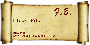 Fleck Béla névjegykártya